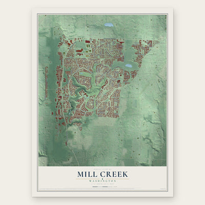 Mill Creek, Washington map print, the full design
