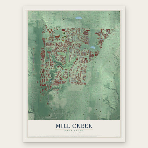Mill Creek, Washington map print, the full design