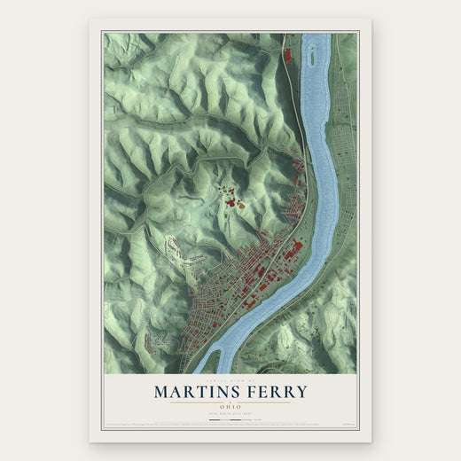 Martins Ferry, Ohio map print, the full design