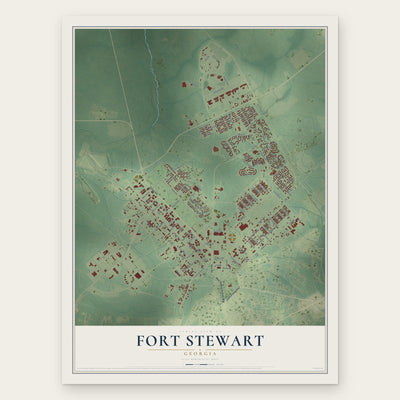 Fort Stewart, Georgia map print, the full design