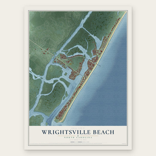 Wrightsville Beach, North Carolina map print, the full design
