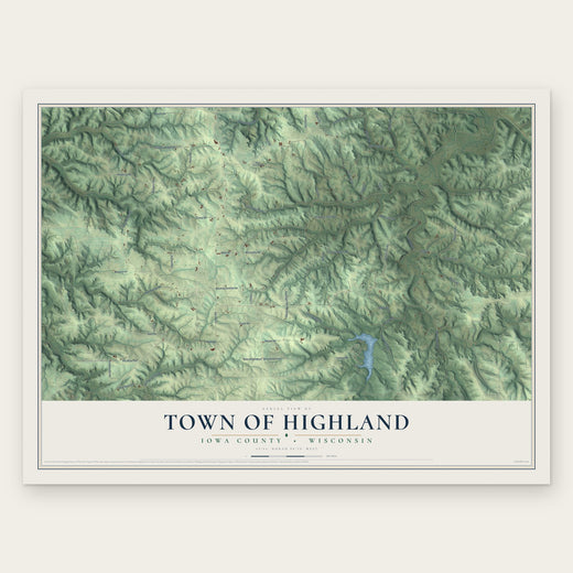 Town of Highland, Iowa County, Wisconsin map print, the full design