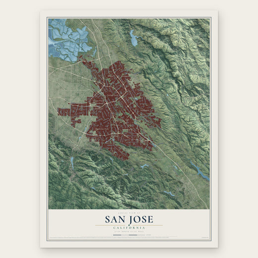 San Jose, California map print, the full design