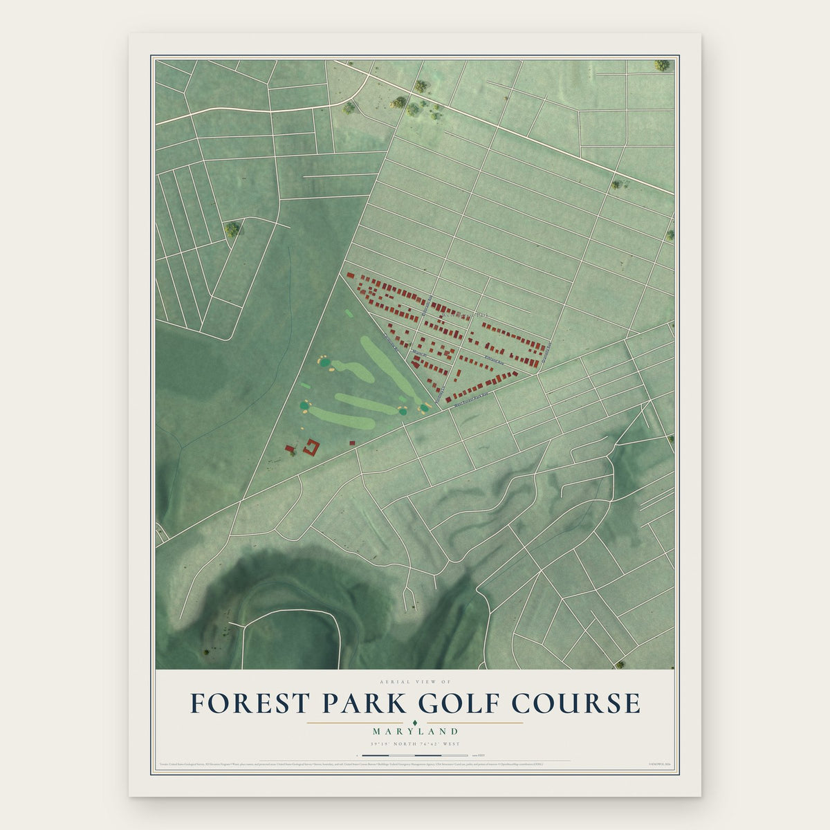 Forest Park Golf Course, Maryland map print, the full design