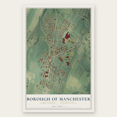 Borough of Manchester, York County, Pennsylvania map print, the full design