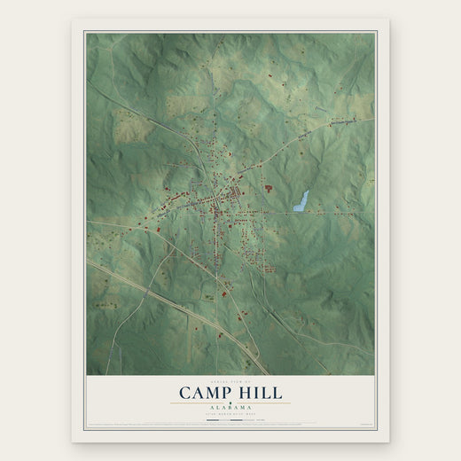 Camp Hill, Alabama map print, the full design