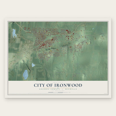 Ironwood, Michigan map print, the full design