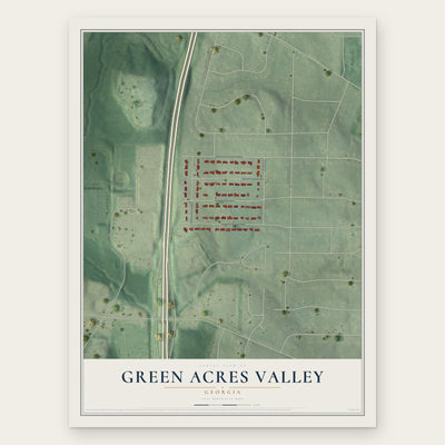 Green Acres Valley, Georgia map print, the full design