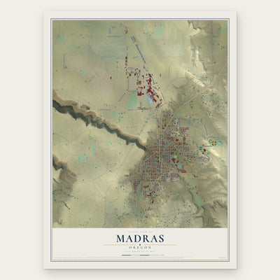 Madras, Oregon map print, the full design