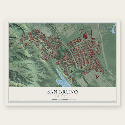 San Bruno, California map print, the full design