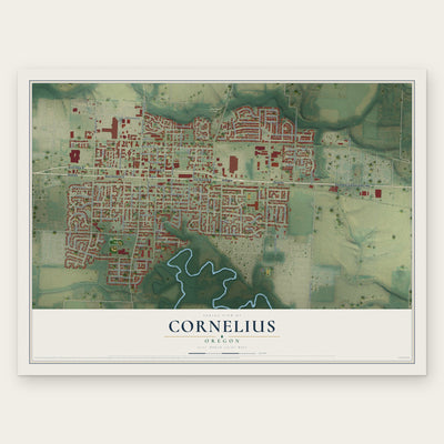 Cornelius, Oregon map print, the full design