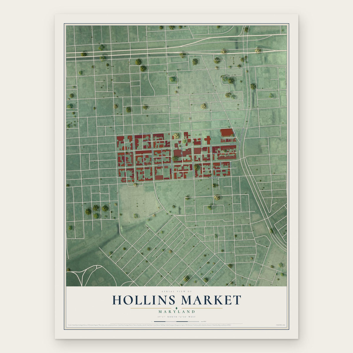 Hollins Market, Maryland map print, the full design