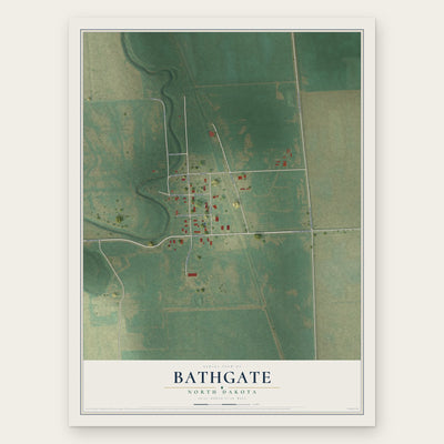 Bathgate, North Dakota map print, the full design