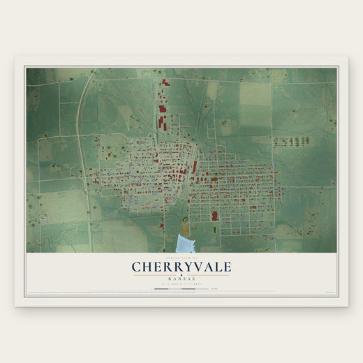 Cherryvale, Kansas map print, the full design