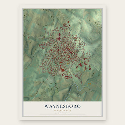 Waynesboro, Pennsylvania map print, the full design