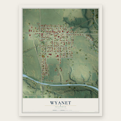 Wyanet, Illinois map print, the full design