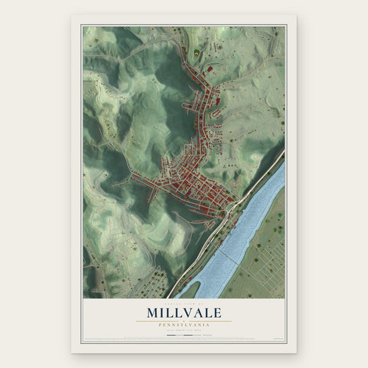 Millvale, Pennsylvania map print, the full design