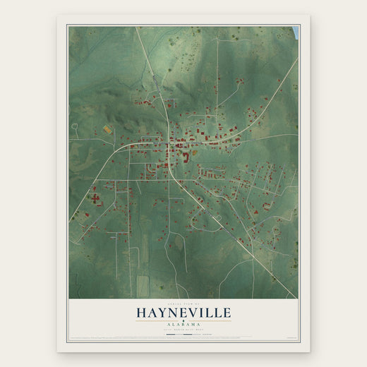 Hayneville, Alabama map print, the full design
