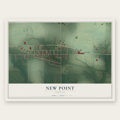 New Point, Indiana map print, the full design