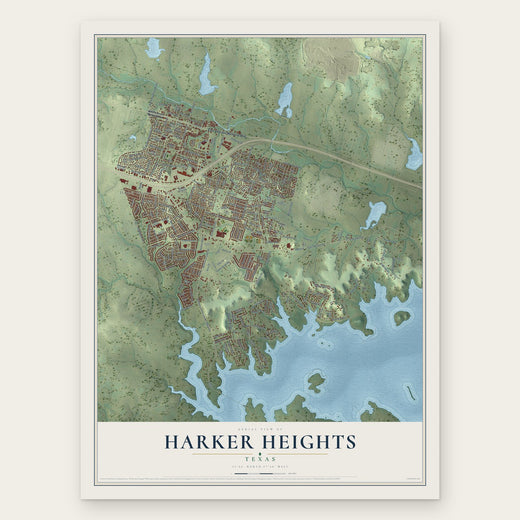 Harker Heights, Texas map print, the full design