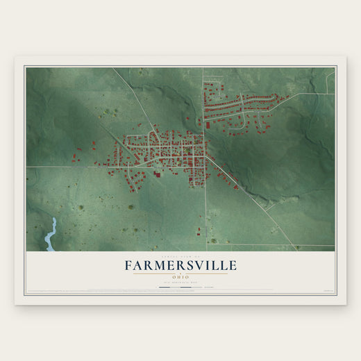 Farmersville, Ohio map print, the full design