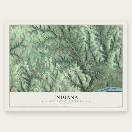 Indiana, Allegheny County, Pennsylvania map print, the full design