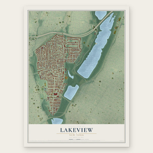 Lakeview, New York map print, the full design