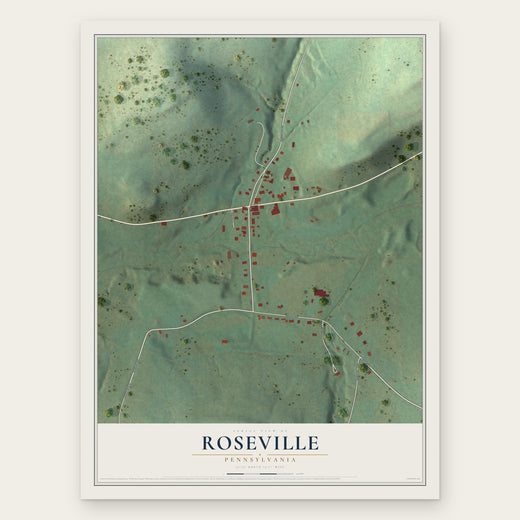 Roseville, Pennsylvania map print, the full design
