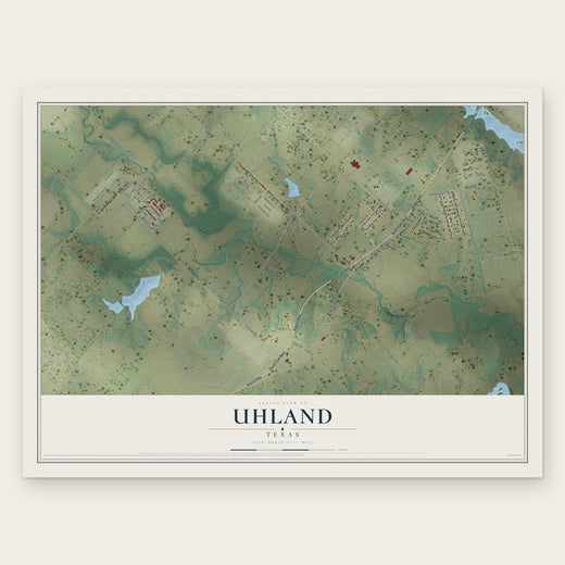 Uhland, Texas map print, the full design