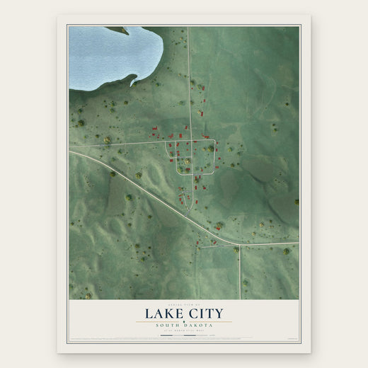 Lake City, South Dakota map print, the full design