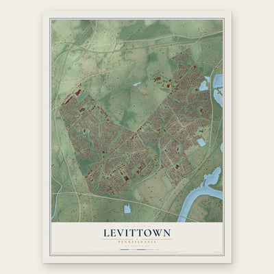 Levittown, Pennsylvania map print, the full design