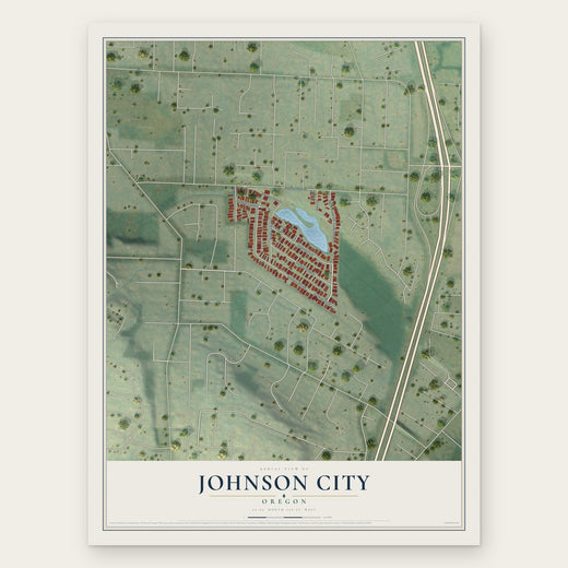 Johnson City, Oregon map print, the full design