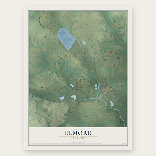 Elmore, Alabama map print, the full design