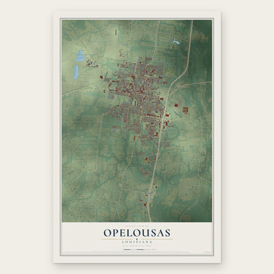 Opelousas, Louisiana map print, the full design