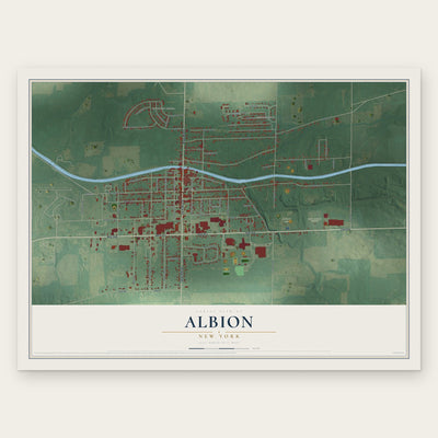 Albion, New York map print, the full design