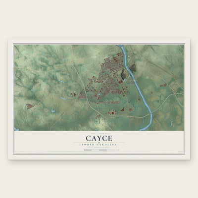 Cayce, South Carolina map print, the full design