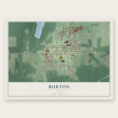 Burton, Ohio map print, the full design