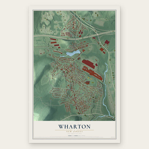 Wharton, New Jersey map print, the full design