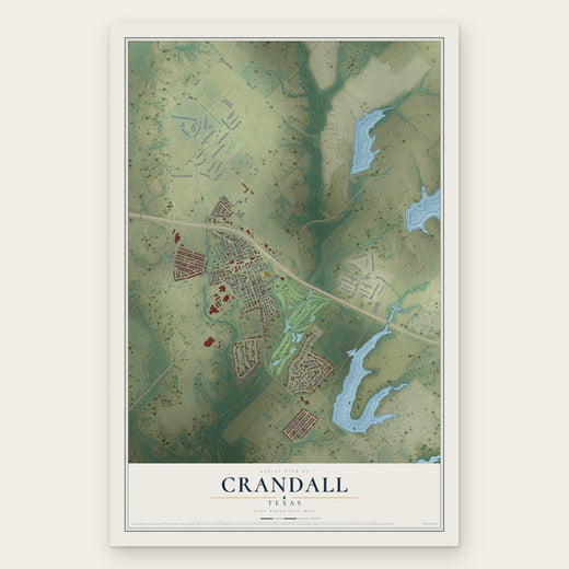 Crandall, Texas map print, the full design