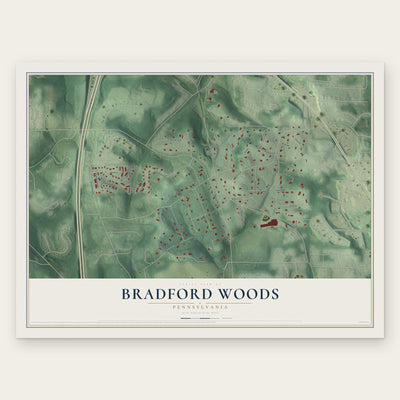 Bradford Woods, Pennsylvania map print, the full design