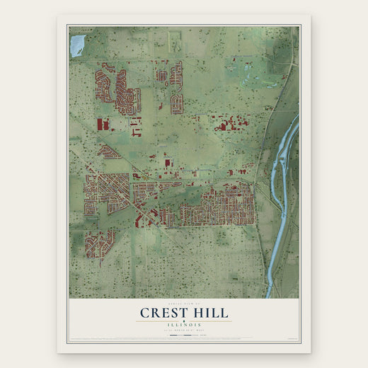 Crest Hill, Illinois map print, the full design