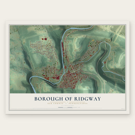 Borough of Ridgway, Elk County, Pennsylvania map print, the full design