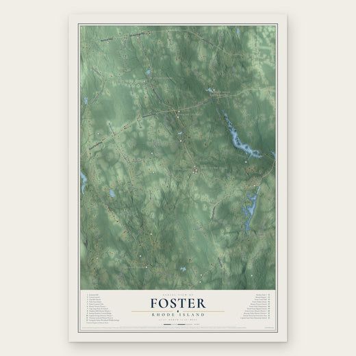 Foster, Rhode Island map print, the full design
