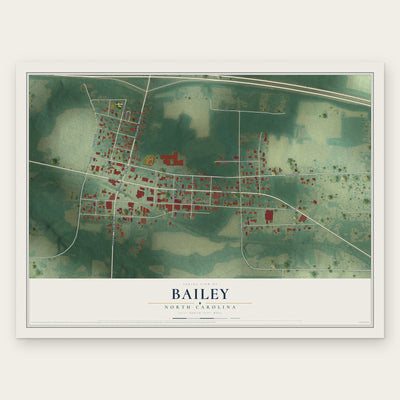 Bailey, North Carolina map print, the full design