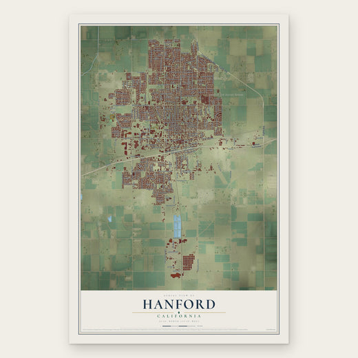 Hanford, California map print, the full design