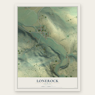 Lonerock, Oregon map print, the full design