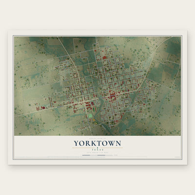 Yorktown, Texas map print, the full design
