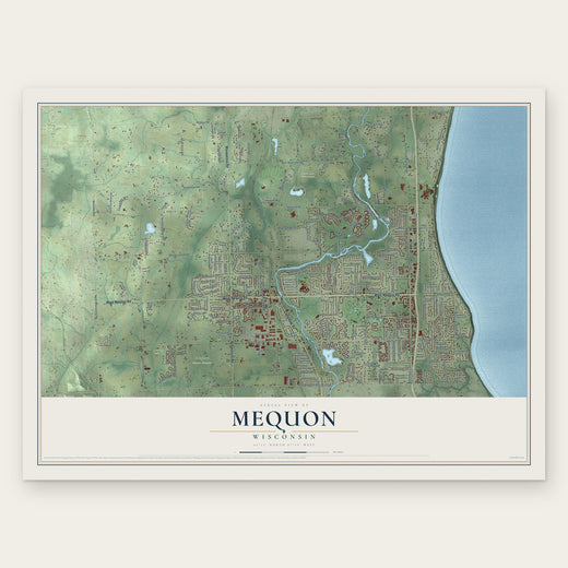 Mequon, Wisconsin map print, the full design
