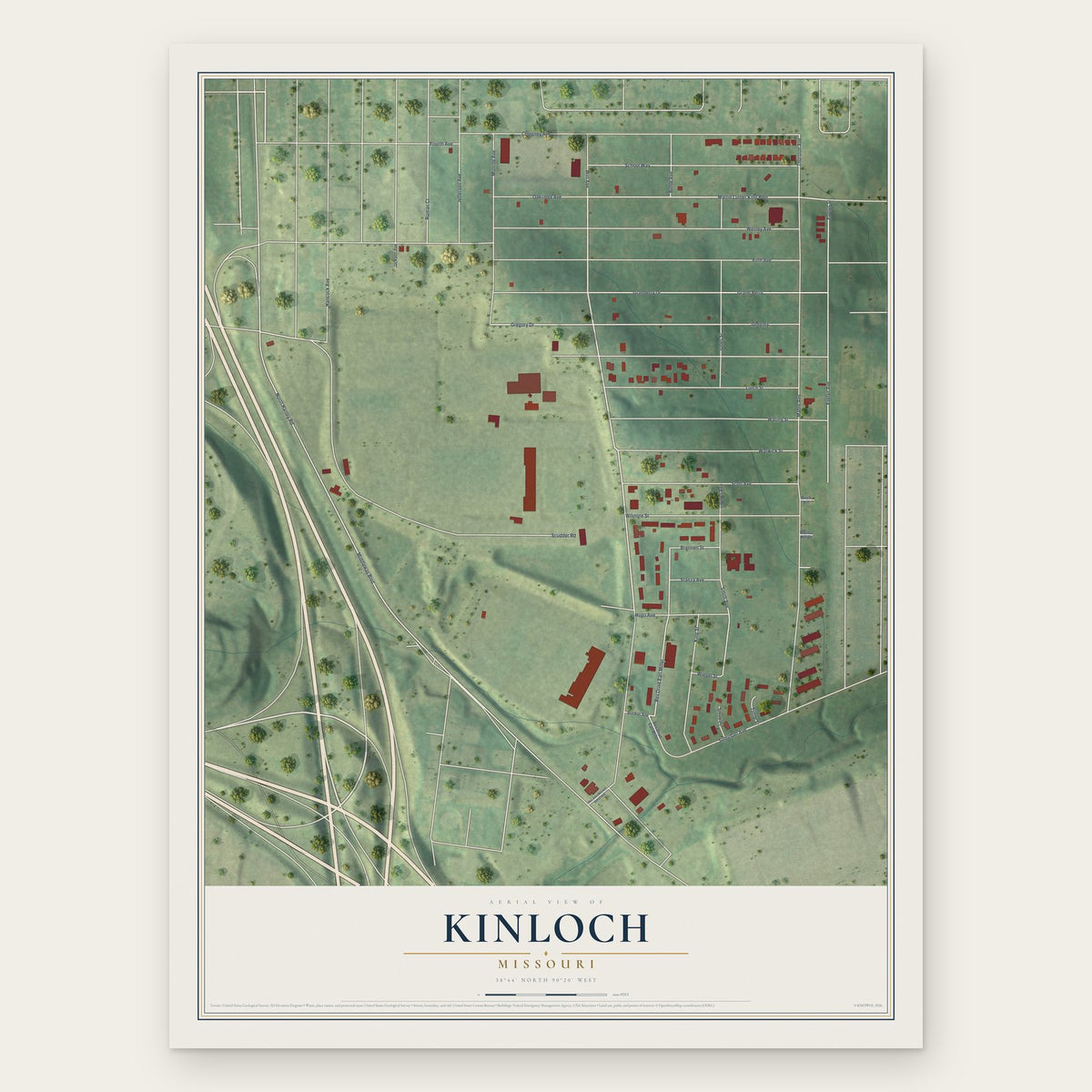 Kinloch, Missouri map print, the full design