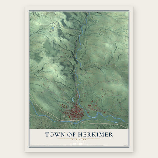 Town of Herkimer, New York map print, the full design